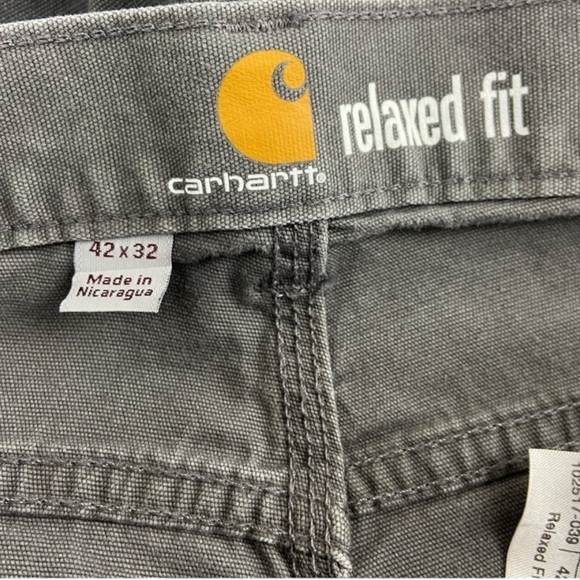 CARHARTT Relaxed Fit Canvas Straight Leg Work Pants Size 42 x 32 in Gray - Picture 9 of 10